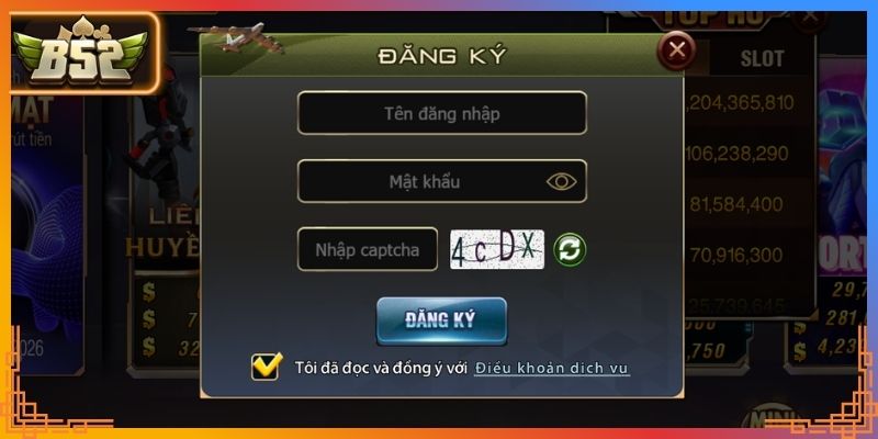 Nhấn chọn vào mục đăng ký B52