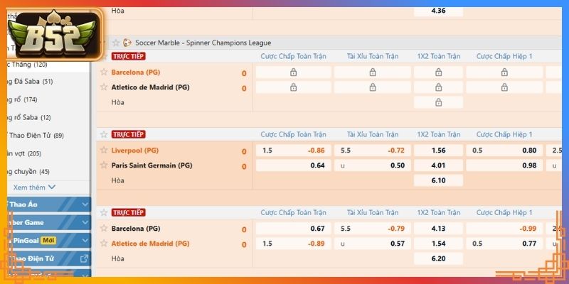 Đa dạng bộ môn thể thao tại SABA Sports B52